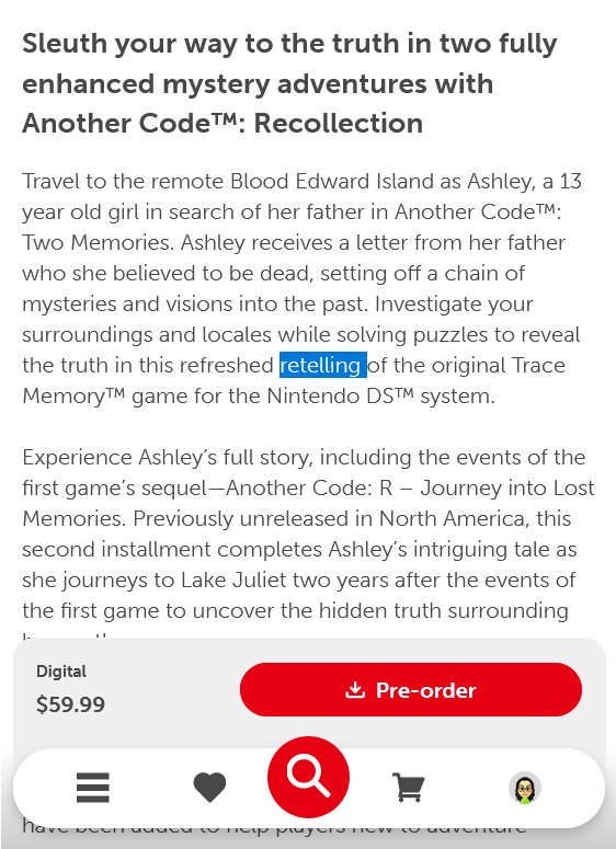 Eshop americana AC: Recollection